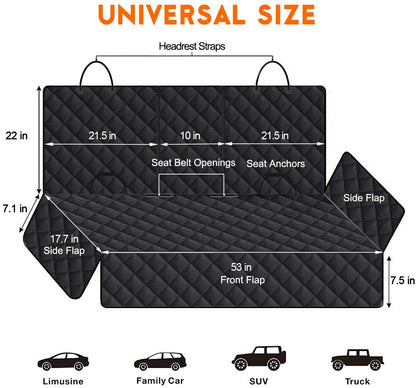 Back Seat Cover For Dog  - Waterproof Fits Most Cars