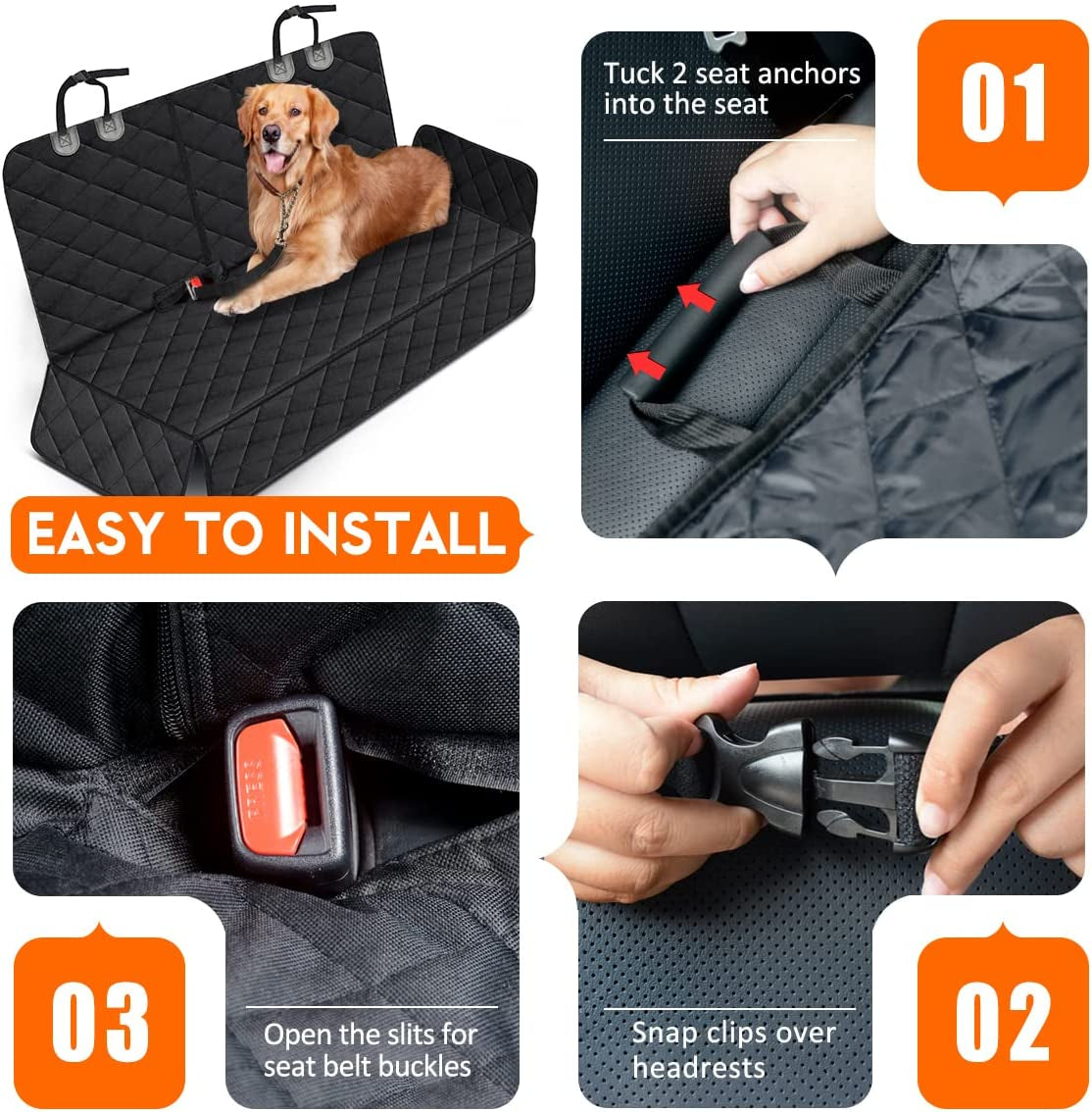 Back Seat Cover For Dog  - Waterproof Fits Most Cars